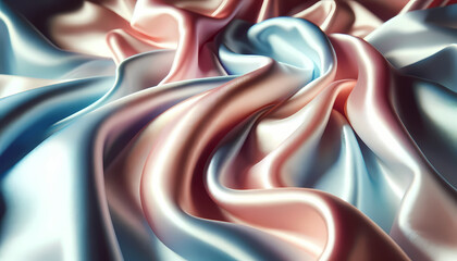 A luxurious background of silk satin fabric in soft pastel colors. The image focuses on the smooth, shiny texture of the satin.