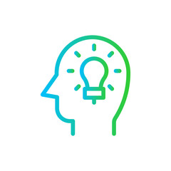 Idea project development icon with blue and green gradient outline style. idea, creative, lightbulb, bulb, inspiration, concept, business. Vector Illustration