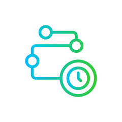 Deadline project development icon with blue and green gradient outline style. deadline, time, reminder, business, date, calendar, office. Vector Illustration