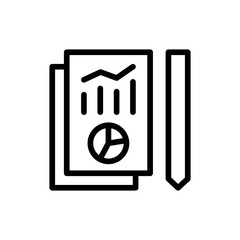 Report project development icon with black outline style. report, business, finance, financial, analysis, chart, concept. Vector Illustration