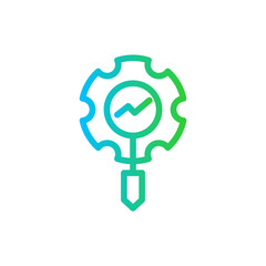 Development project development icon with blue and green gradient outline style. technology, computer, digital, software, business, developer. Vector Illustration