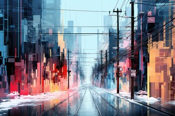 Winter Street Art - Generative AI - obrazy, fototapety, plakaty