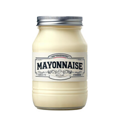 Jar of mayonnaise isolated on white transparent background, PNG - obrazy, fototapety, plakaty