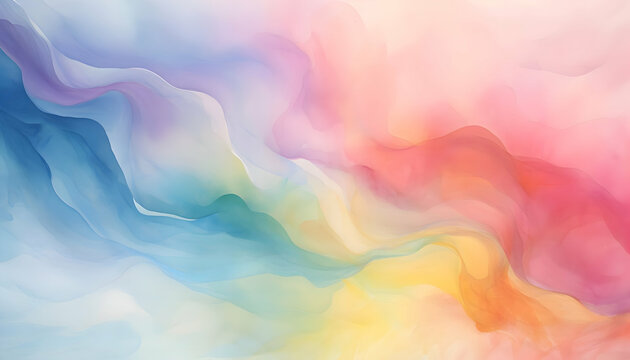Fototapeta Abstract rainbow colored watercolor background with smoke. Creative pastel  background.