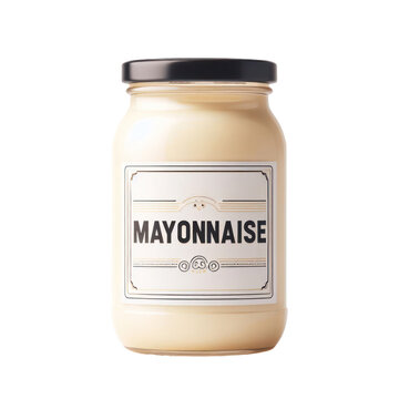Jar of mayonnaise isolated on white transparent background, PNG