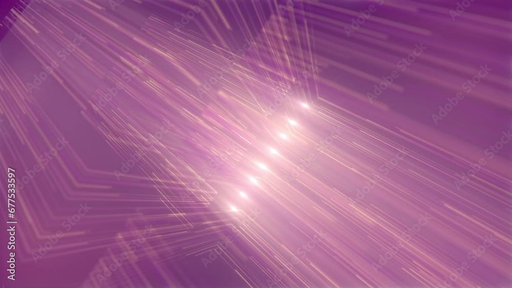 Poster Neon pattern of thin purple light rays. 3d rendering seamless loop animation 4K