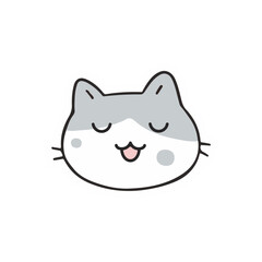 vector cute cat head flat design