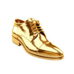 Gold men's shoes isolated on transparent and white background. PNG transparent
