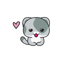 vector heart gray kitten flat design