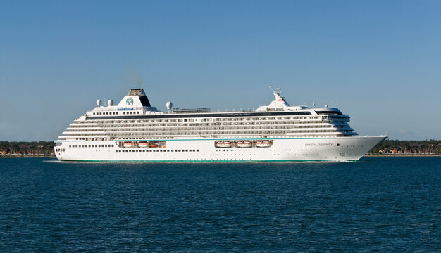 The crystal serenity passenger cruise liner leaving Southampton water
