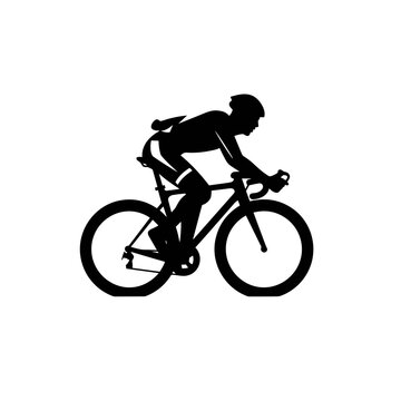 Biker black icon on white background. Biker silhouette