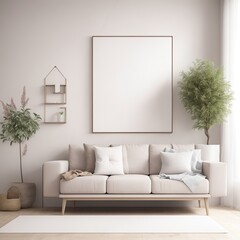 Mockup frame in living room interior 03, Generative AI, Generative, AI