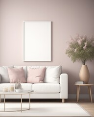 Mockup frame in living room interior 04, Generative AI, Generative, AI