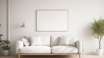 Mockup frame in living room interior 02, Generative AI, Generative, AI