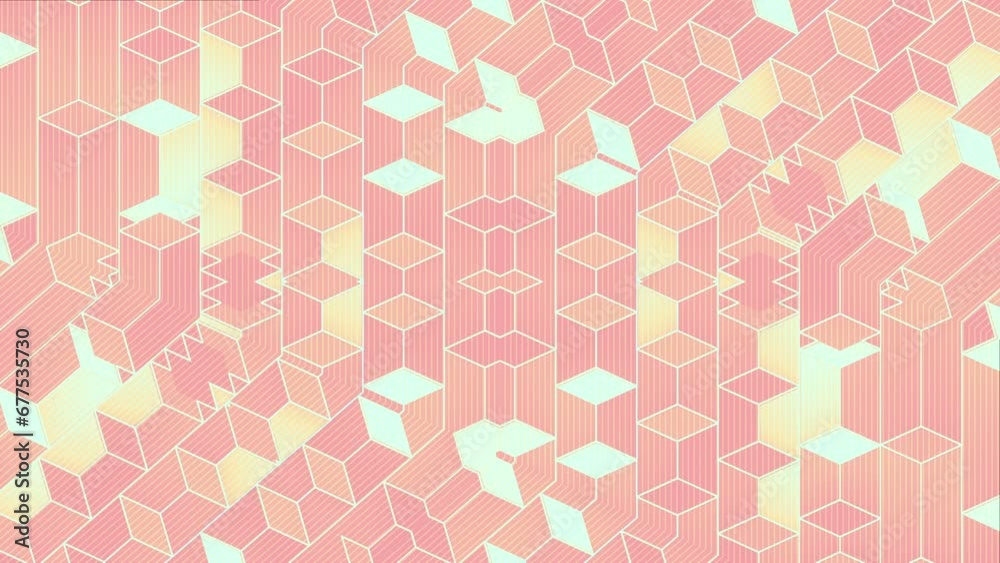Poster Futuristic background with loop animation of rectangular shapes. 3d rendering 4K