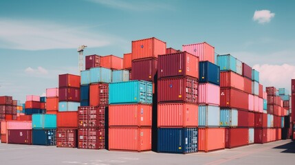 Containers box from Cargo freight ship for import export,logistic concept