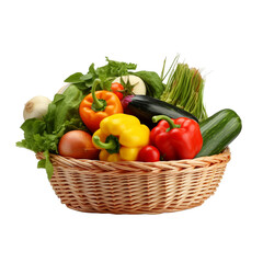 Basket full of vegetables isolated on transparent background