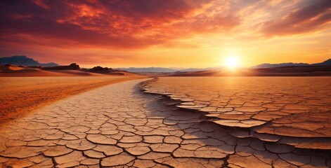 Desert Drought Dehydrated image dry and broken terrain due to climate change Dry soil with cracked ground texture background Global warming concept generative ai 


