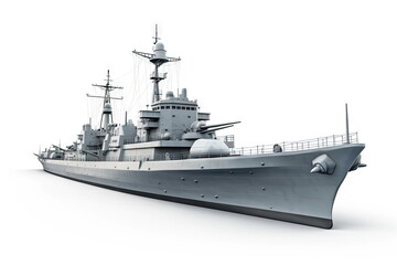 warship on white background