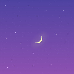 Night Sky With A Lot Of Stars Celestial Mystical  Purple Blue Moon Vector Background Illustration