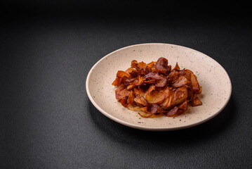 Delicious crispy potato chips with salt and spices