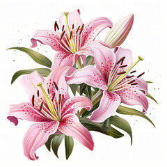 Stargazer Lily Clipart isolated on white background