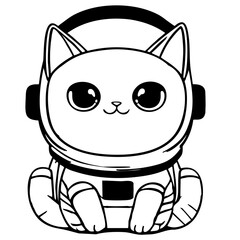 Astronaut cat silhouette
