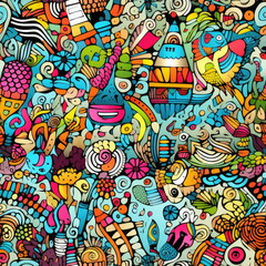 seamless pattern of Doodle Art