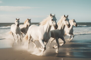 Obraz premium horses running on beach