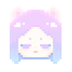 Fototapeta premium ピクセルアートなファンシーグラデーション猫耳ヘアスタイル 不機嫌⭐︎PNG