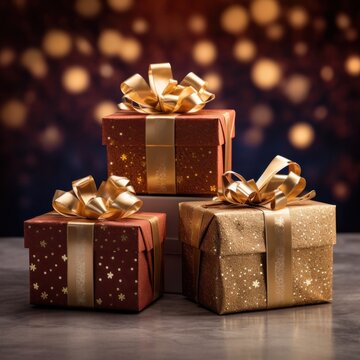 Christmas luxury golden ribbon gift box