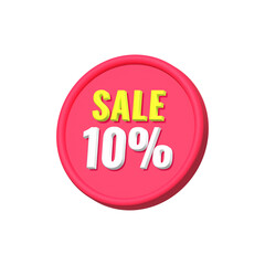 Sale 10 percent circle red color 3d tag price