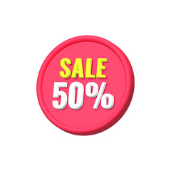 Sale 50 percent circle red color 3d tag price