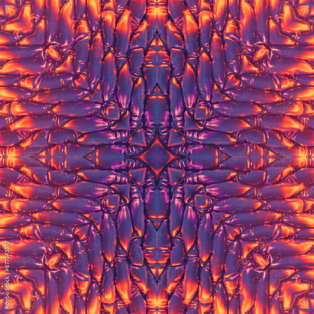 Aufkleber pattern of metallized inflated cylinders. 3d rendering digital illustration