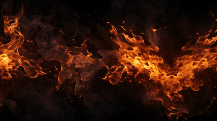 Texture of burn fire with particles embers. Flames