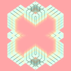 Symmetric geometric background with rectangular geometric shapes. 3d rendering illustration