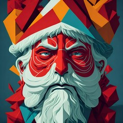 Abstract portrait of an uncle with white beard and red face - obrazy, fototapety, plakaty