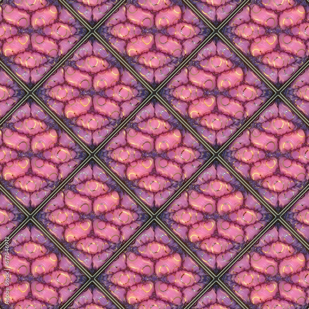 Aufkleber Pattern of pink inflatable cushions arranged in a square grid. Bright background. 3d rendering digital illustration