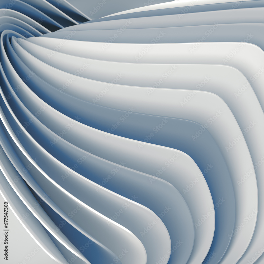 Aufkleber Close-up of a stack of white and blue papers. 3d rendering digital illustration background