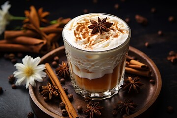 Winter Spice Bliss: Iced Chai Latte with Milk Foam