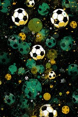 Abstract seamless pattern for boys. Football pattern. Grunge urban pattern with football ball.