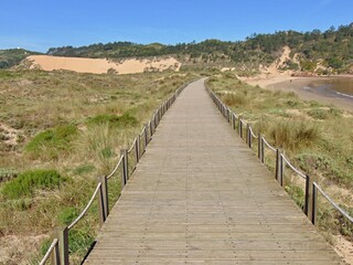 Fototapeta na wymiar Dunes and Concha Bay in Sao Martinho do Porto, Centro - Portugal