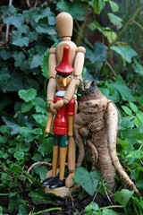 Encounter with the stranger, marionette and the helpful puppet meet an oat root