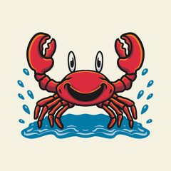 Red Crab Character Mascot Logo Design Vector Illustration