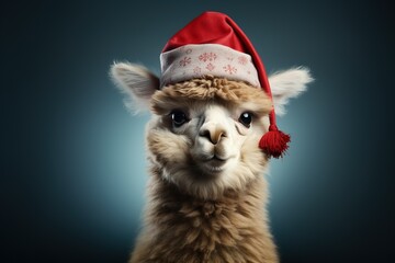 Llama in Christmas Hat