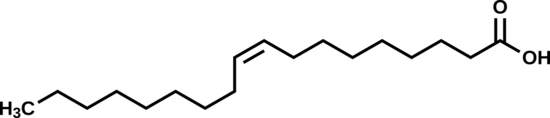 Oleic acid structural formula, vector illustration