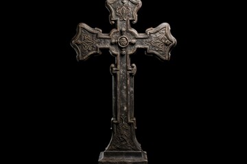 Isolated Halloween Object Old Stone Cross With Eerie Feel
