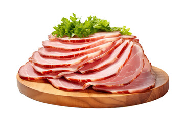 Sliced ham isolated on white background
