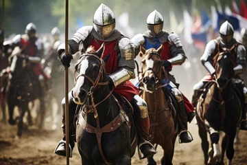 Foto auf Leinwand Knights Engaged In Fierce Battle On Horseback © Anastasiia