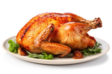 Roasted Chicken On Isolated White Background